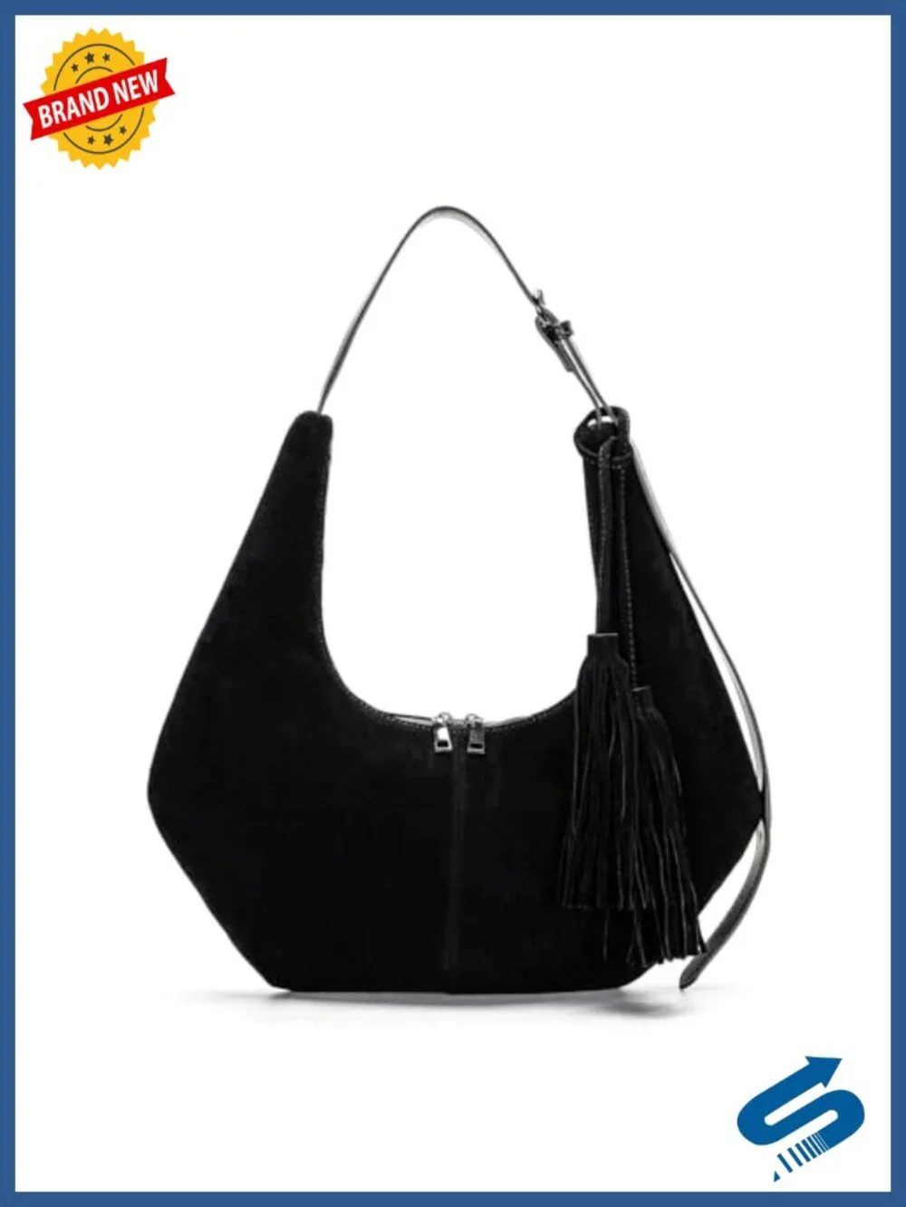 Faux Suede Tassel Hobo Shoulder Bag Crossbody Purse with Adjustable Strap